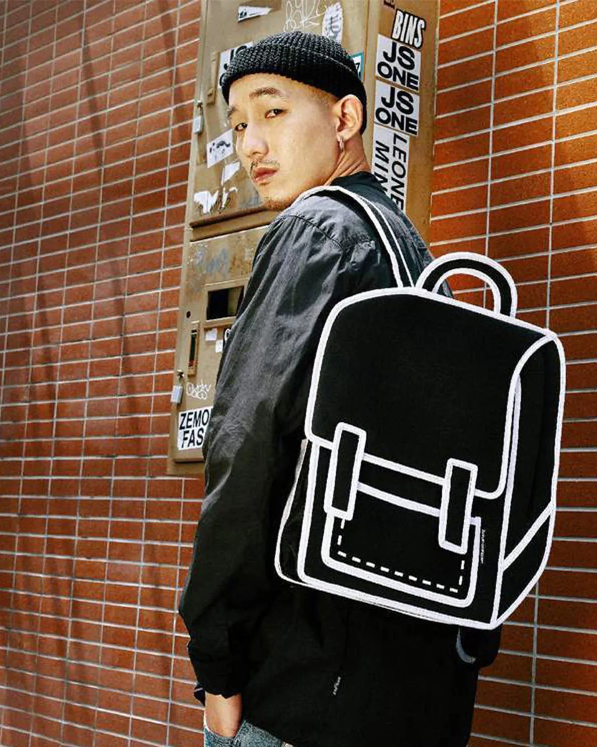 2d Backpack Spaceman Graffiti Black