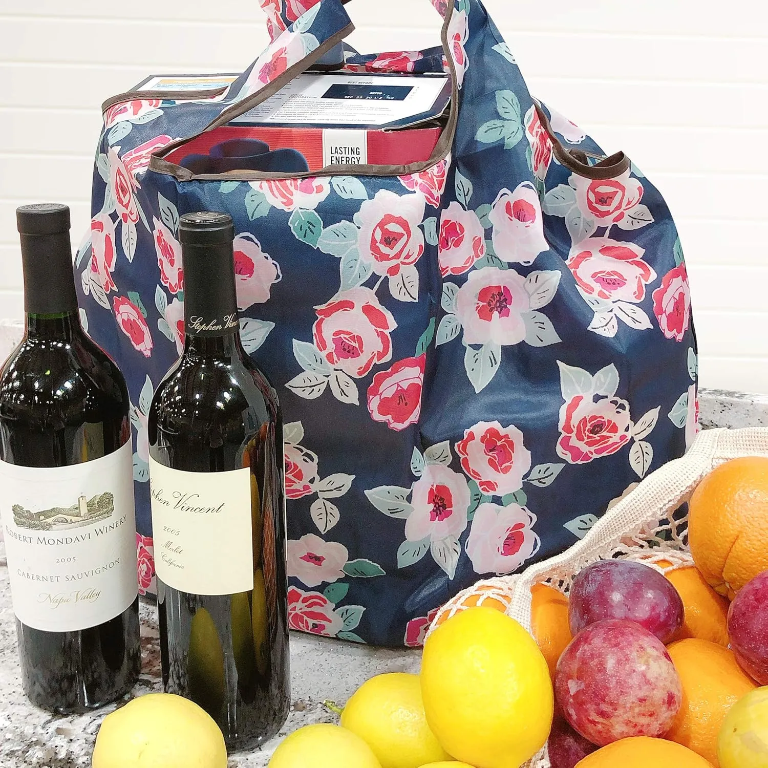 allydrew Large Foldable Tote Nylon Reusable Grocery Bag, Set of 2