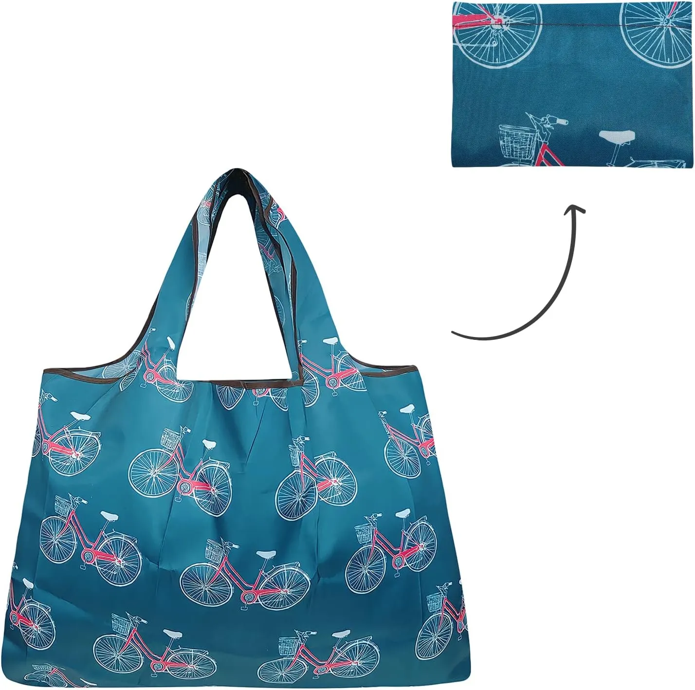 allydrew Large Foldable Tote Nylon Reusable Grocery Bag, Set of 2