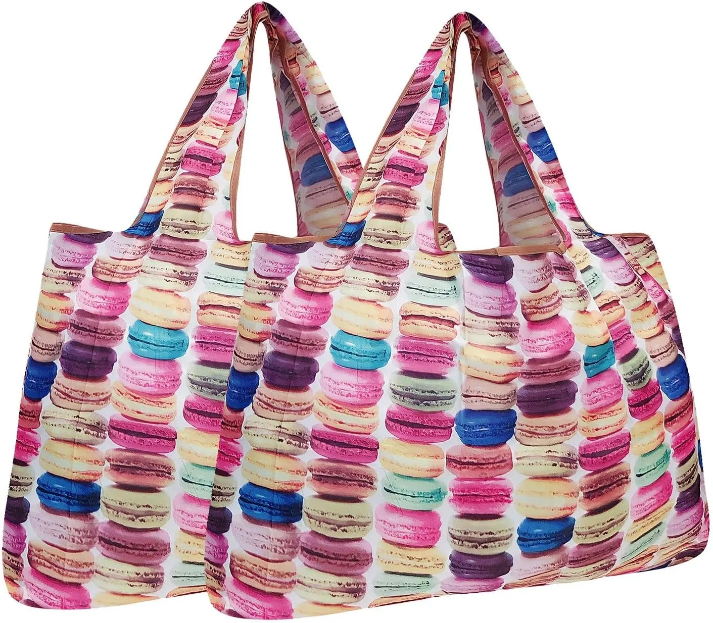 allydrew Large Foldable Tote Nylon Reusable Grocery Bag, Set of 2