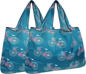 allydrew Large Foldable Tote Nylon Reusable Grocery Bag, Set of 2