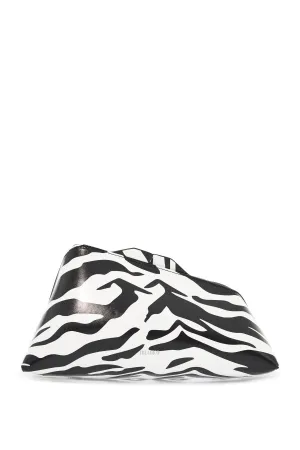 black and white zebra print calfskin clutch with zip 231WAH00001LBT020PR WHITE/BLACK