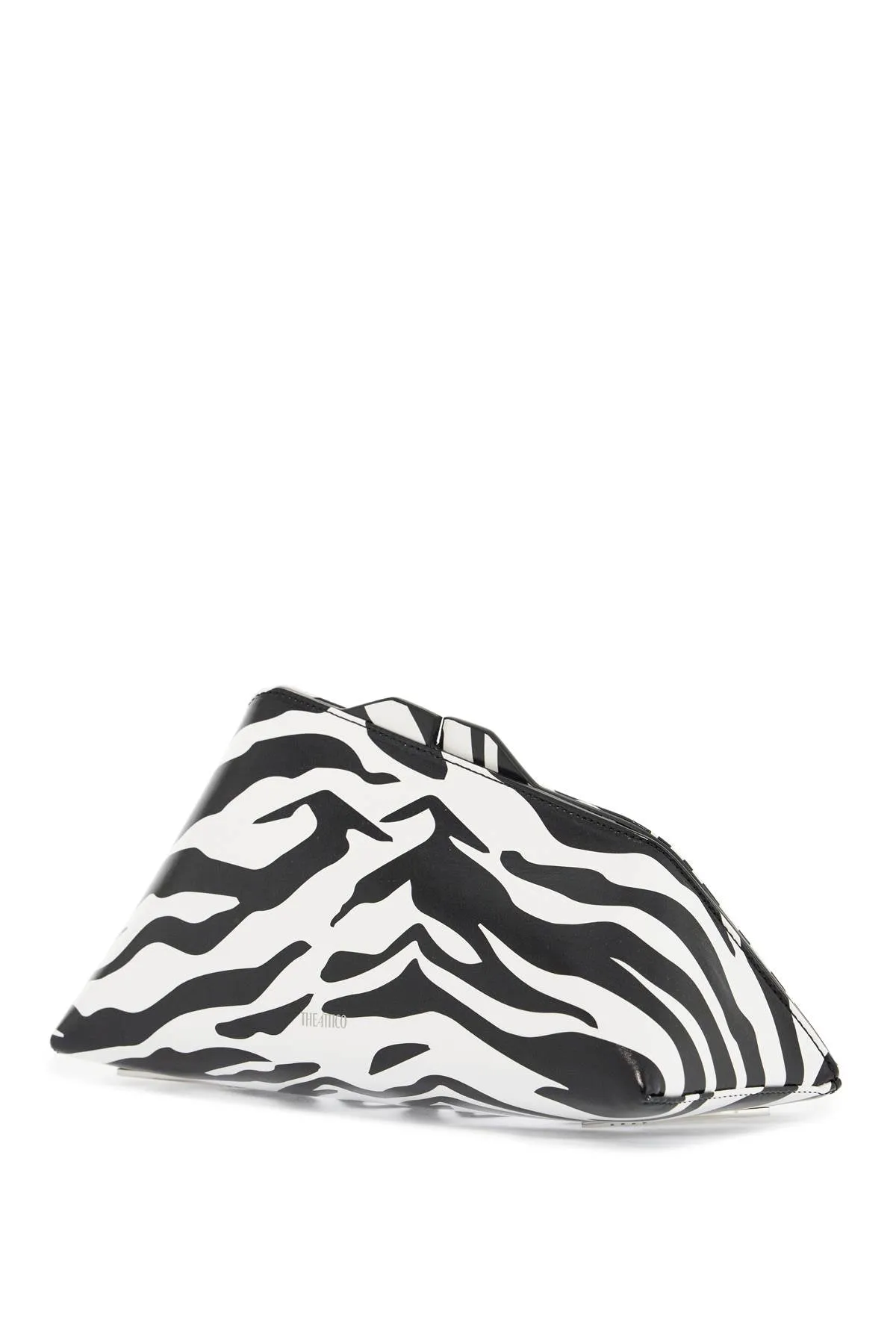 black and white zebra print calfskin clutch with zip 231WAH00001LBT020PR WHITE/BLACK