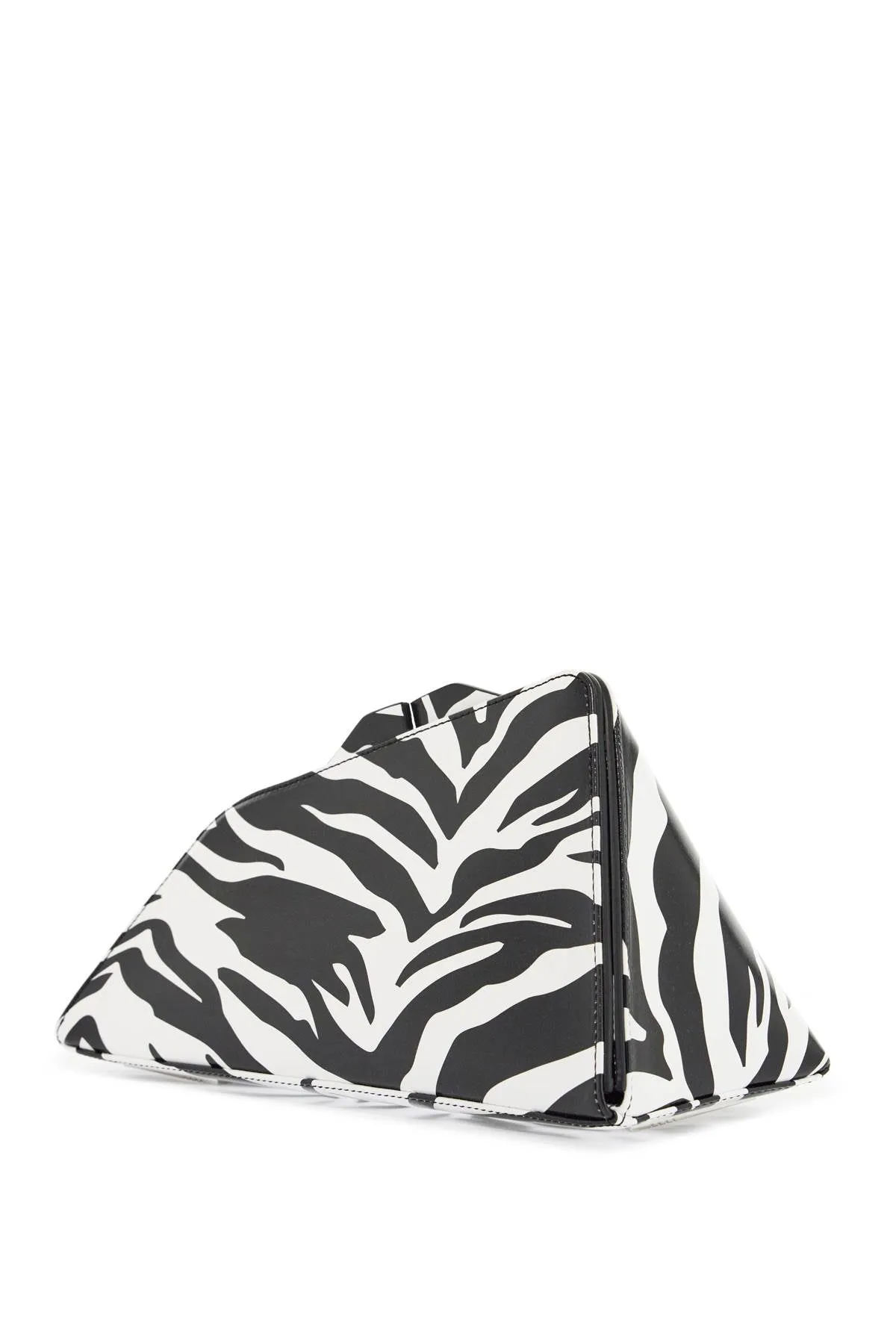 black and white zebra print calfskin clutch with zip 231WAH00001LBT020PR WHITE/BLACK