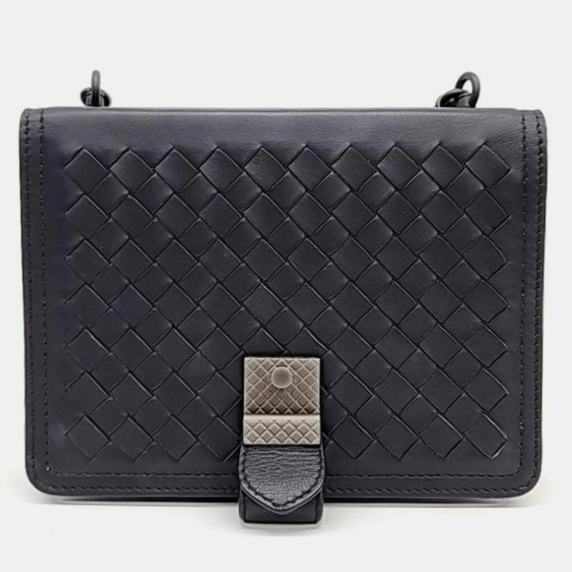 Black Nappa Intrecciato Small Runway Shoulder Bag