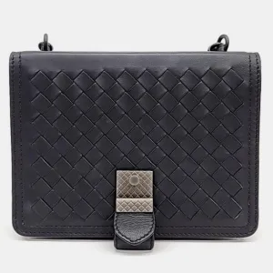 Black Nappa Intrecciato Small Runway Shoulder Bag