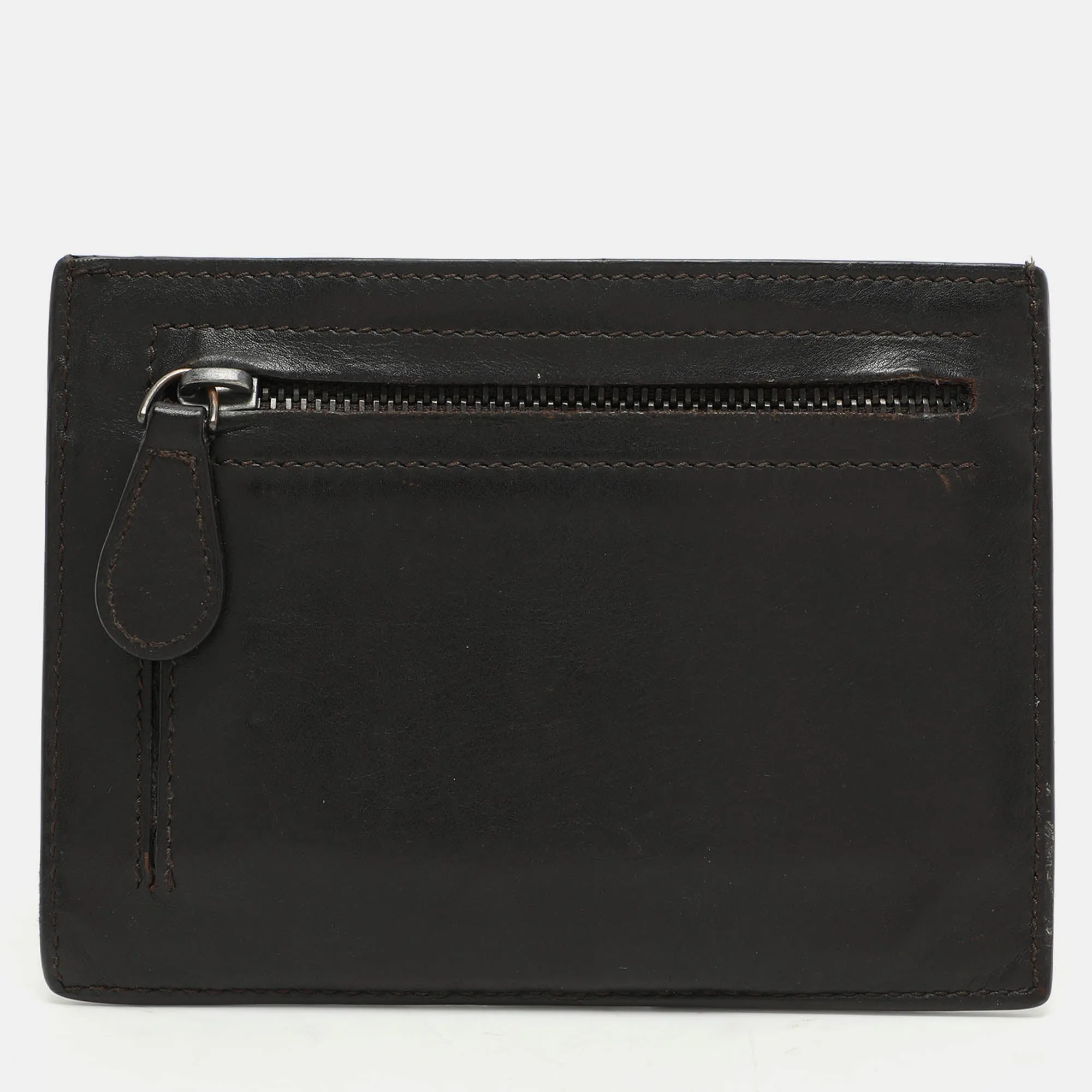 Bottega Veneta Brown Leather Intrecciato Card Holder