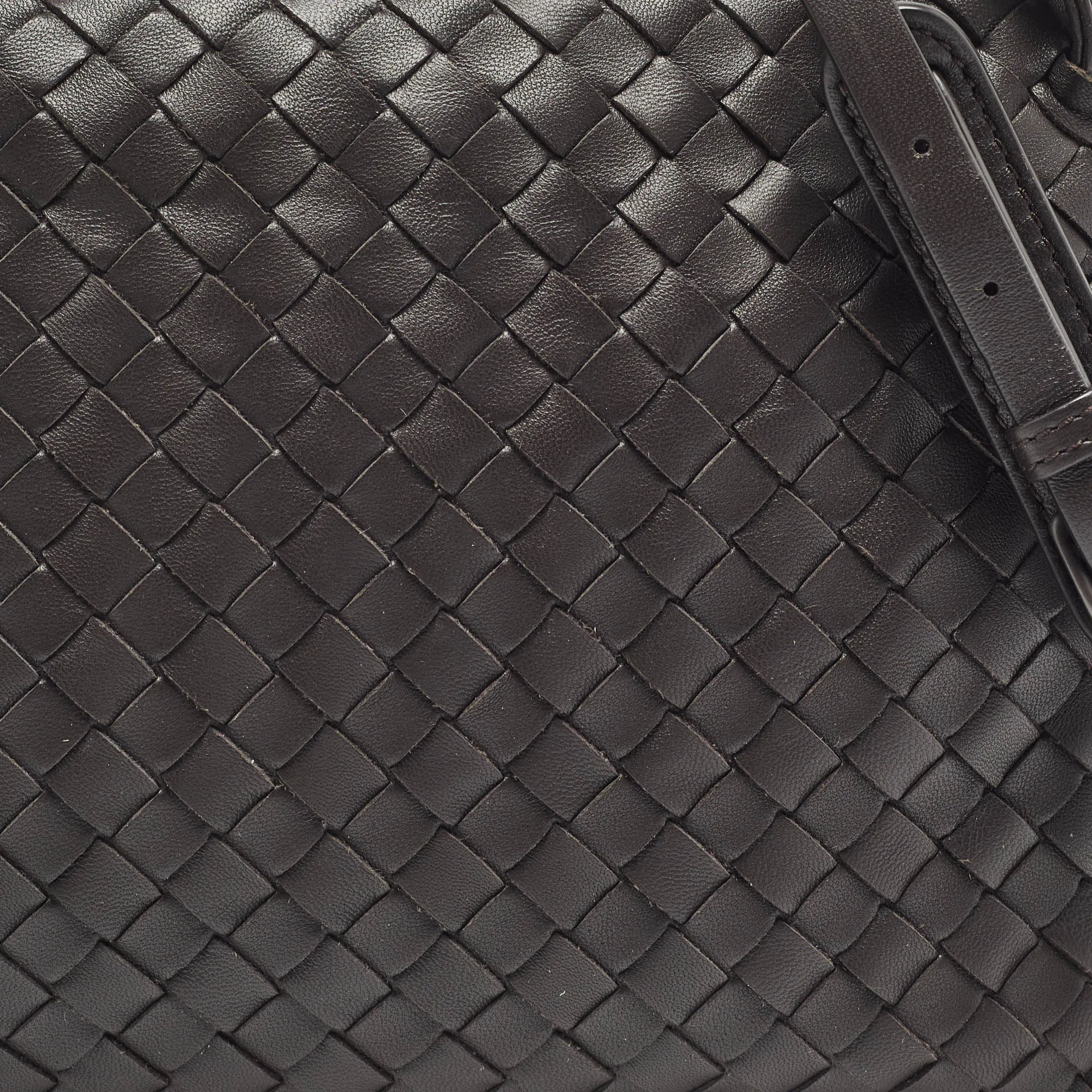 BOTTEGA VENETA Dark Brown Intrecciato Leather Nodini Crossbody Bag