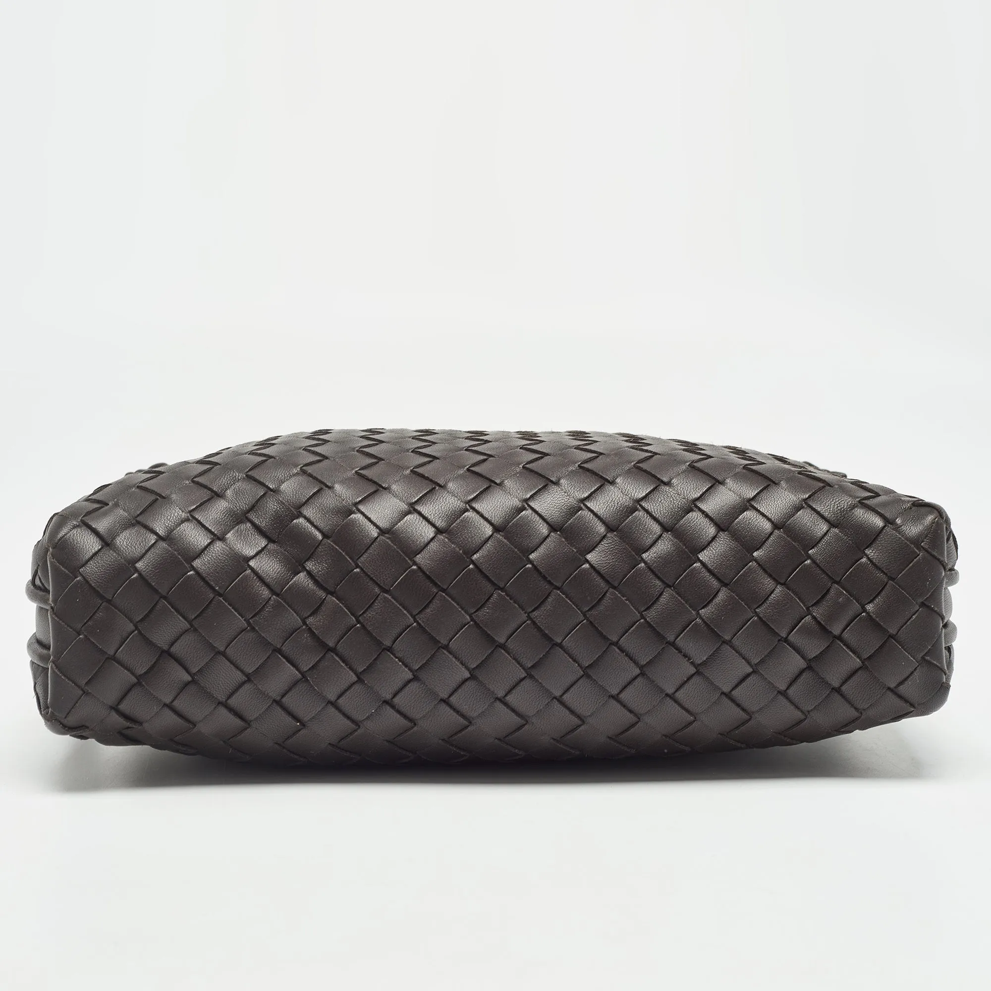 BOTTEGA VENETA Dark Brown Intrecciato Leather Nodini Crossbody Bag