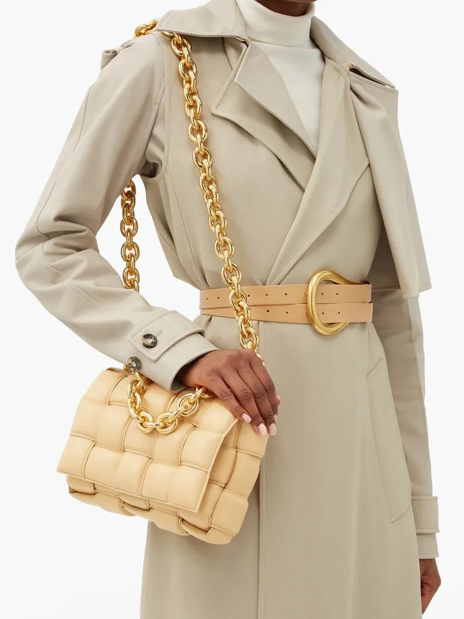 BOTTEGA VENETA NAPPA LEATHER PADDED CHAIN CASSETTE BAG