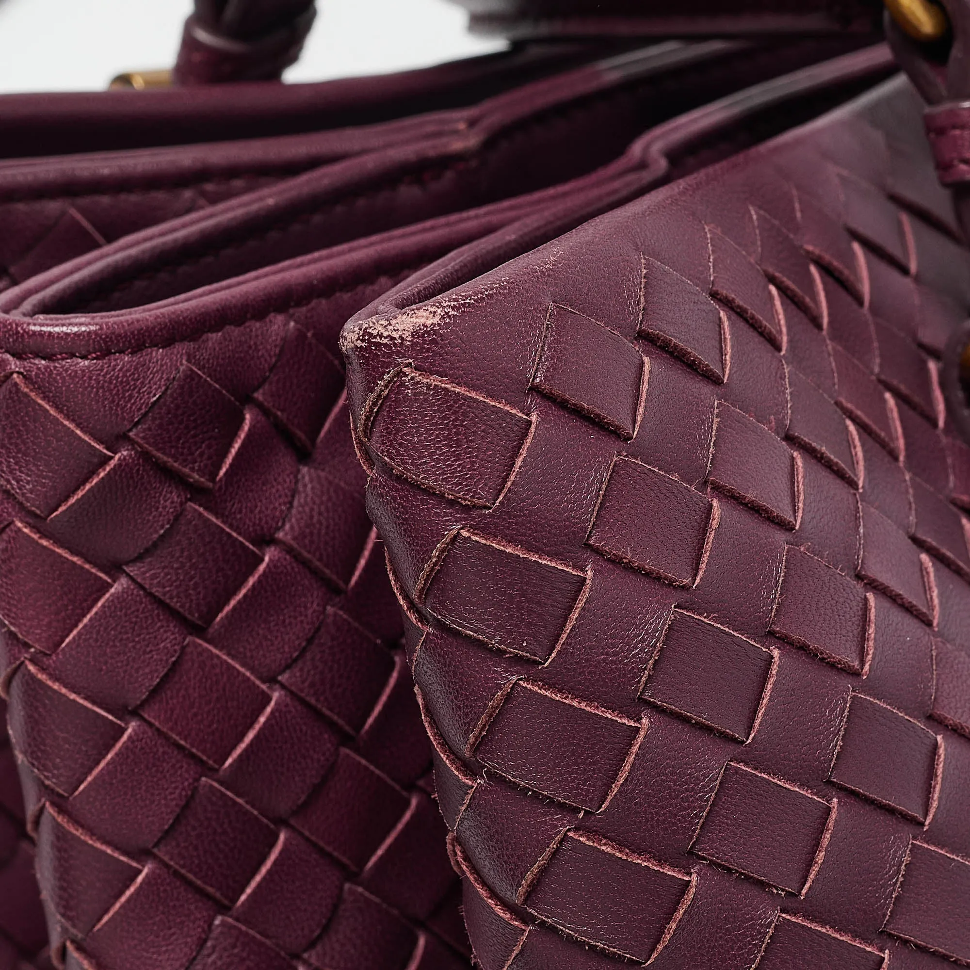BOTTEGA VENETA Plum Intrecciato Leather Medium Roma Tote