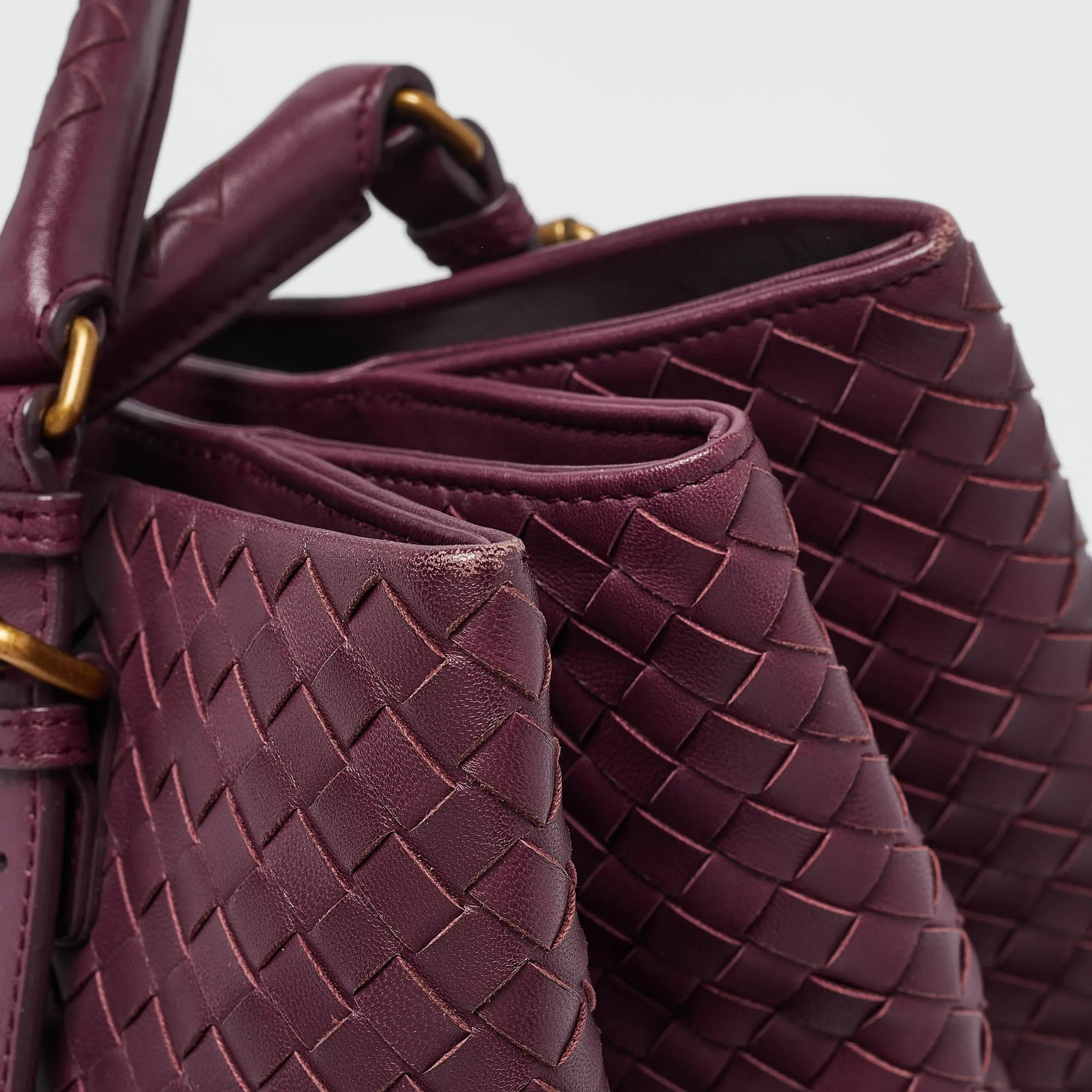 BOTTEGA VENETA Plum Intrecciato Leather Medium Roma Tote