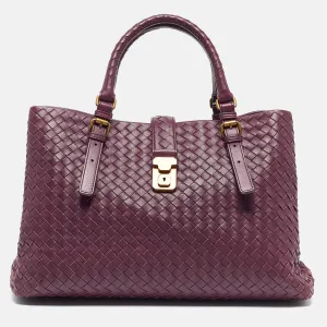 BOTTEGA VENETA Plum Intrecciato Leather Medium Roma Tote