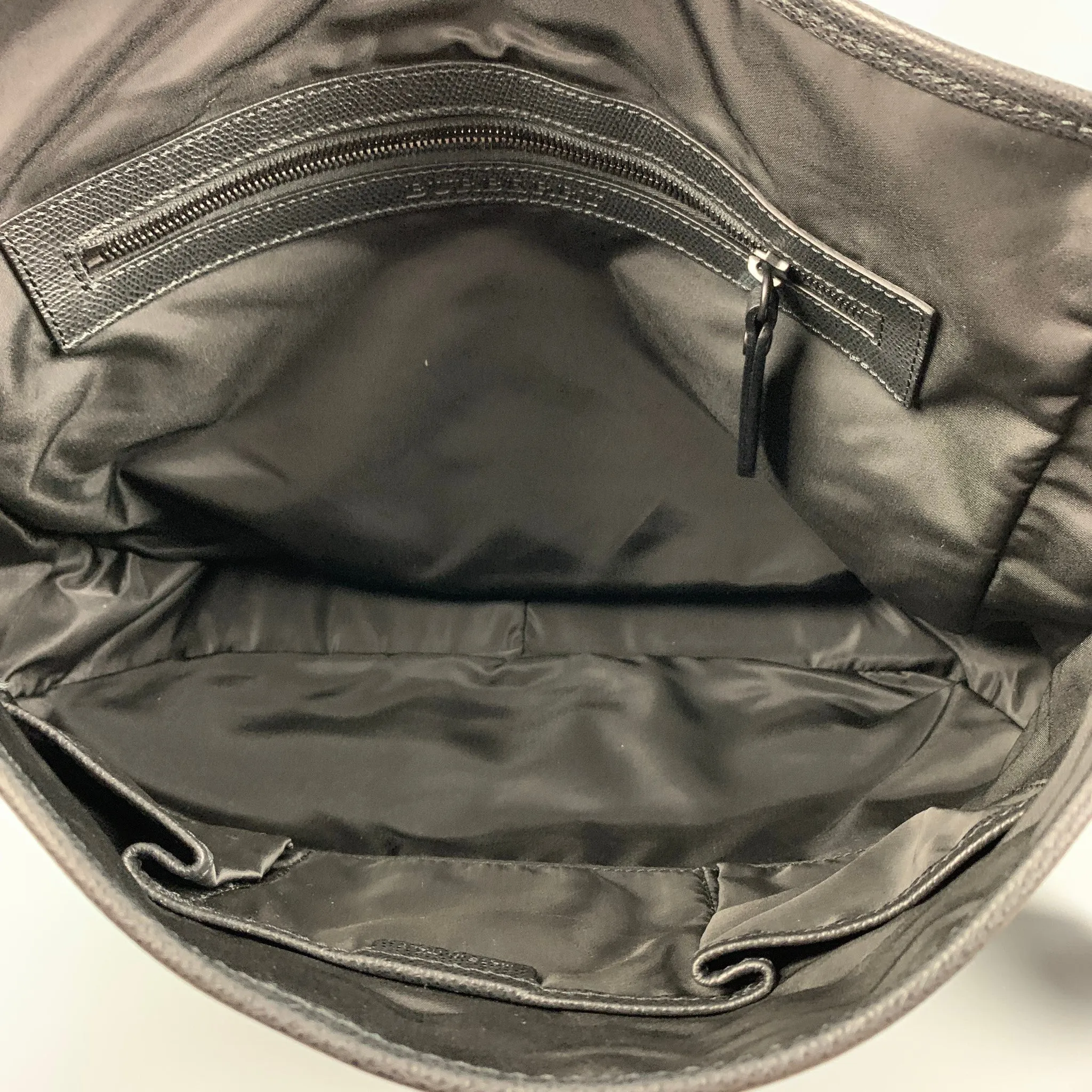 BURBERRY Black Grey Plaid Nylon Messenger Bag