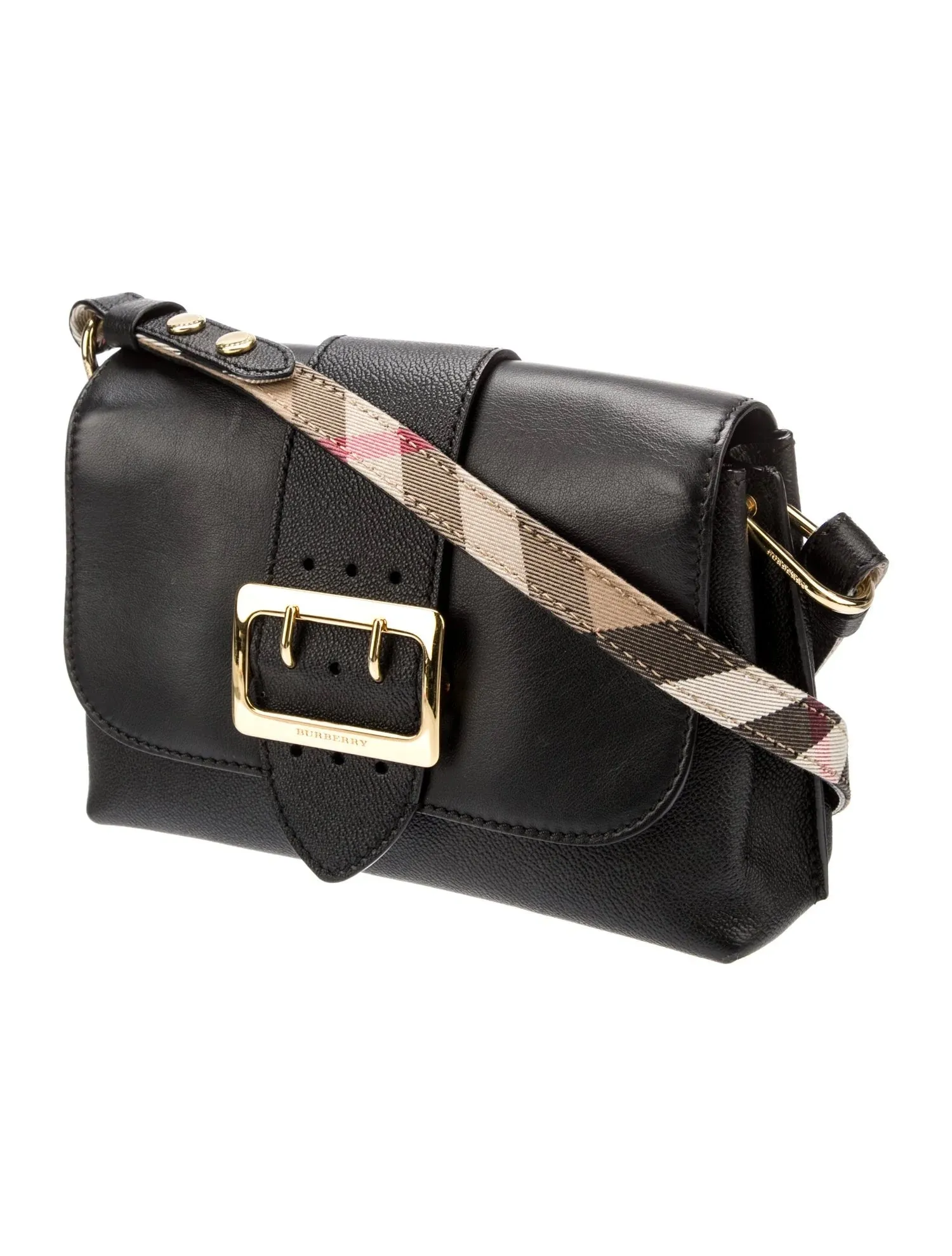 BURBERRY CALFSKIN LEATHER MEDIUM BUCKLE CROSSBODY BAG