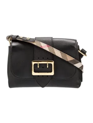 BURBERRY CALFSKIN LEATHER MEDIUM BUCKLE CROSSBODY BAG