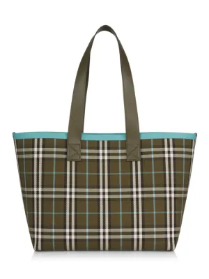 Burberry Medium London Check Canvas Tote Bag, Green