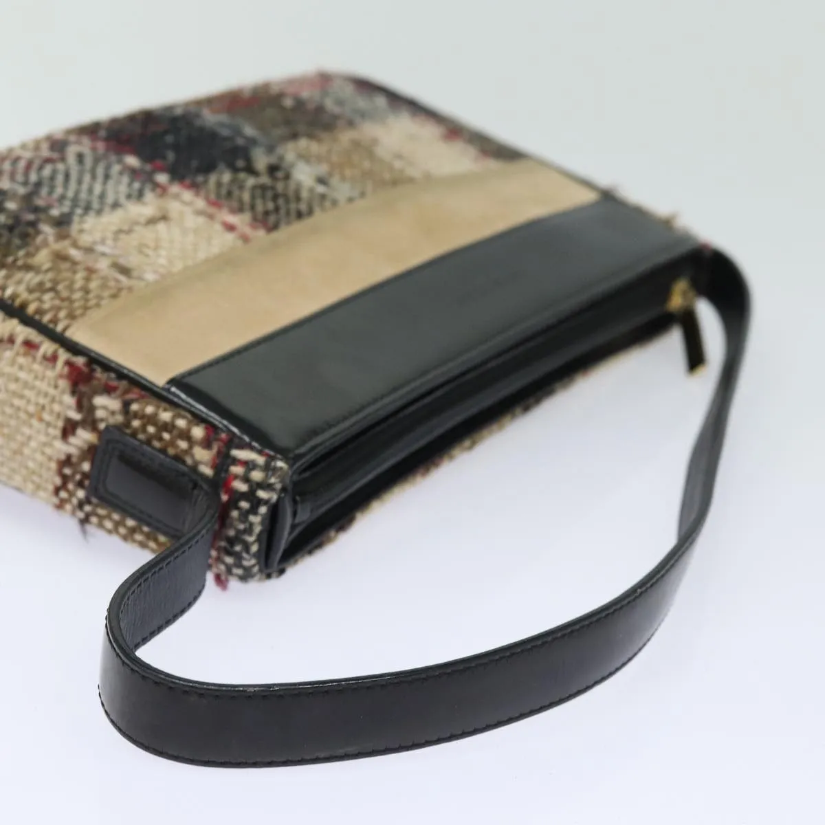 BURBERRY Nova Check Shoulder Bag Wool Beige Black  ep5128