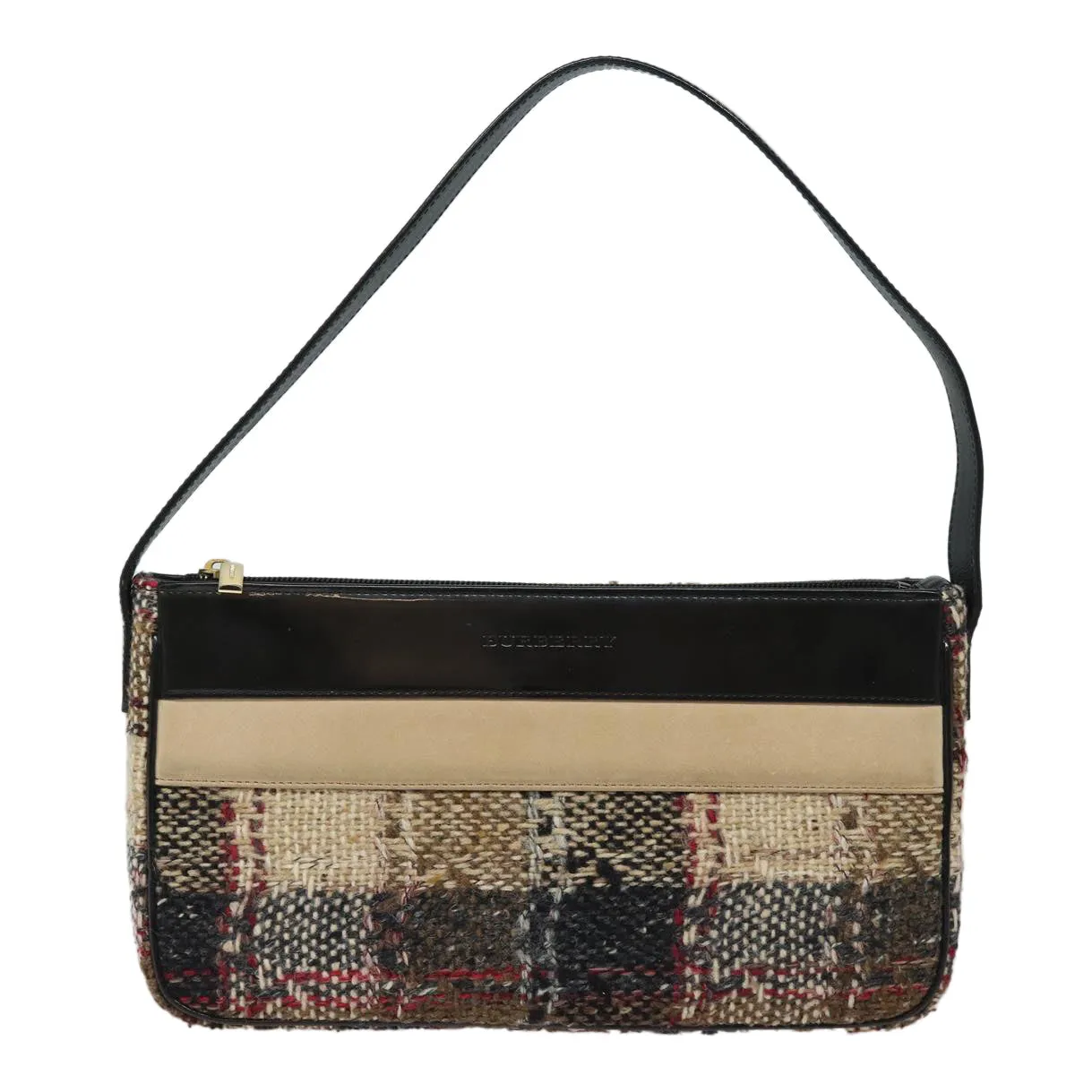 BURBERRY Nova Check Shoulder Bag Wool Beige Black  ep5128