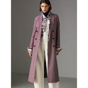 Burberry Plaid Check Cotton Double Breasted Coat