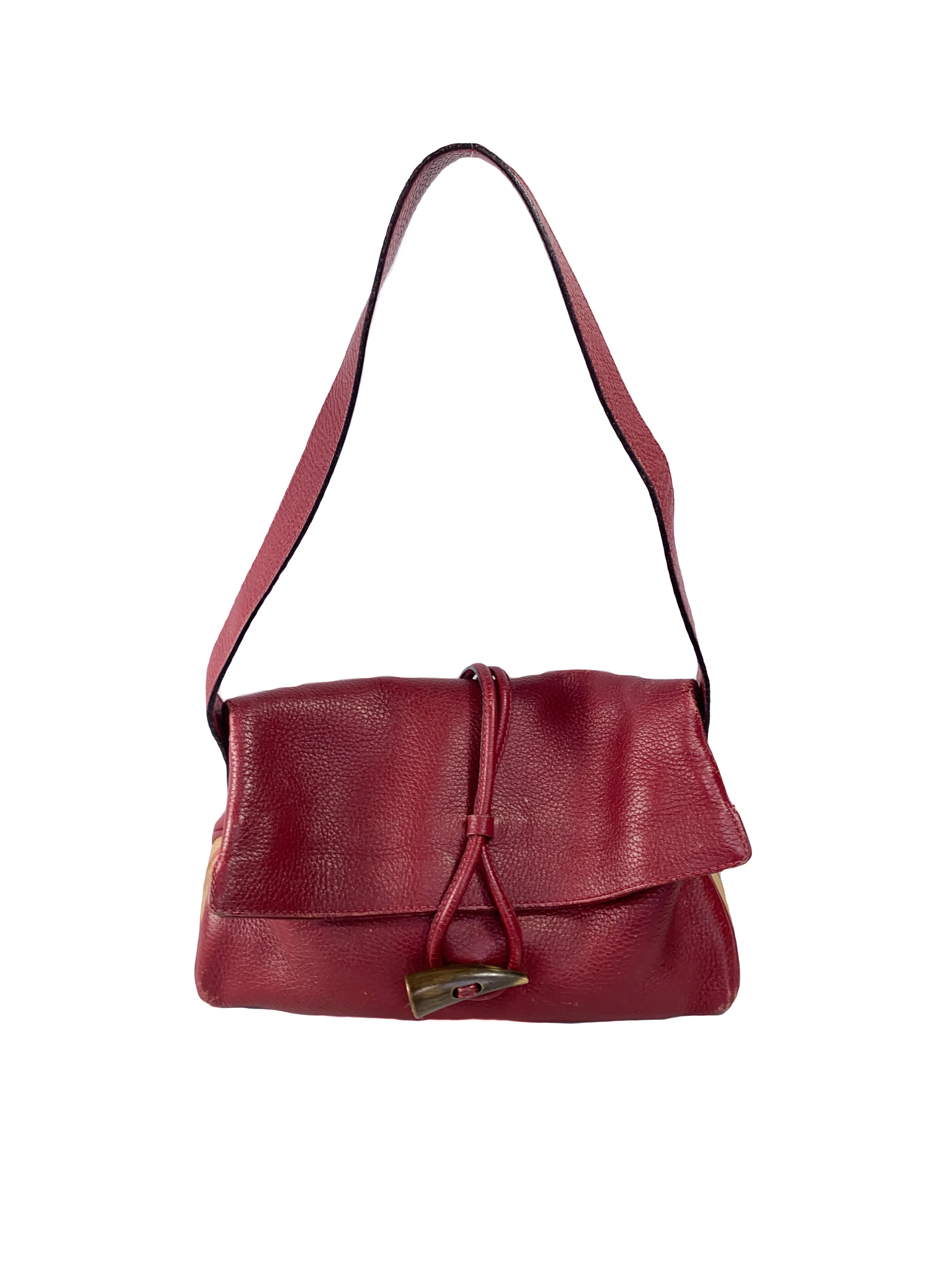 Burberry red leather plaid shoulder bag AS IS
