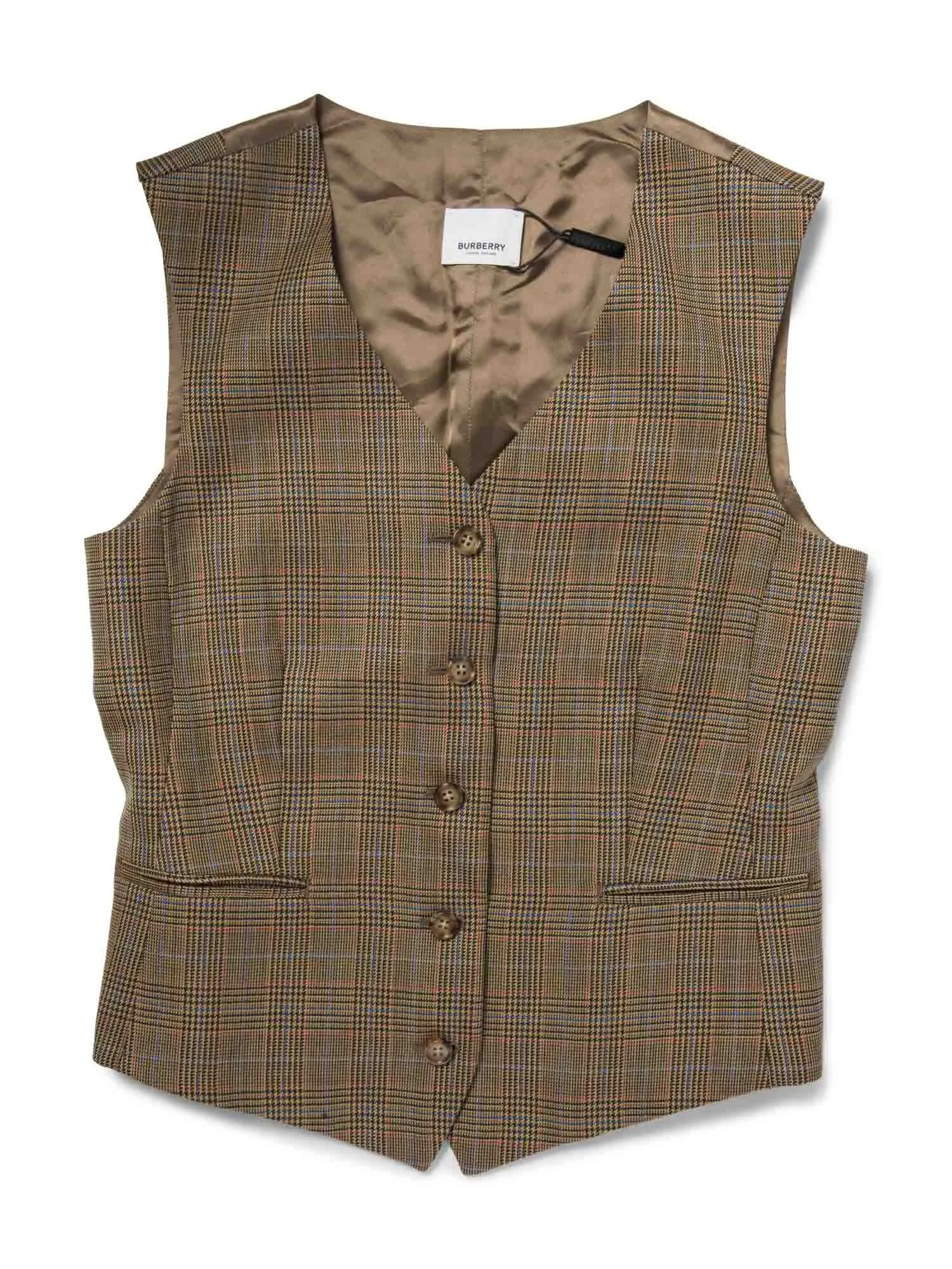 Burberry Wool Check Sleeveless Vest Brown