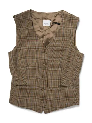 Burberry Wool Check Sleeveless Vest Brown