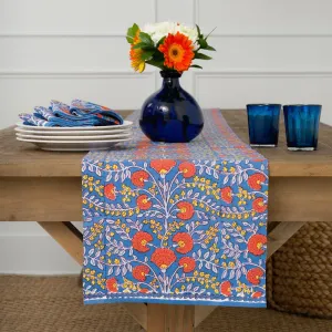 Cactus Flower Blue & Poppy Table Runner