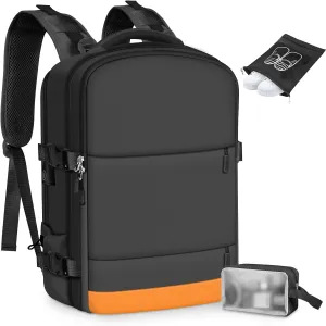 Carry on Backpack,Extra Large Travel Backpack for Men & Women,With USB Charging Port,Includes Toiletry Bag and Shoe Pouch