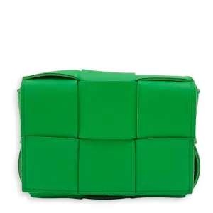 Cassette Green Crossbody Bag in Lambskin, Gold hardware
