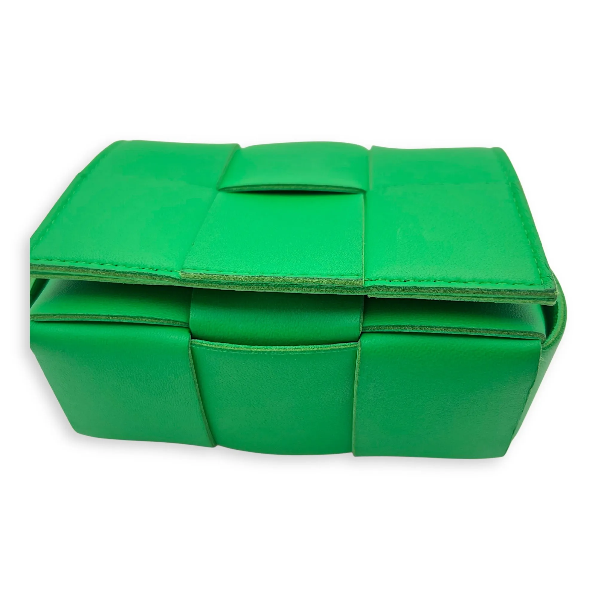 Cassette Green Crossbody Bag in Lambskin, Gold hardware