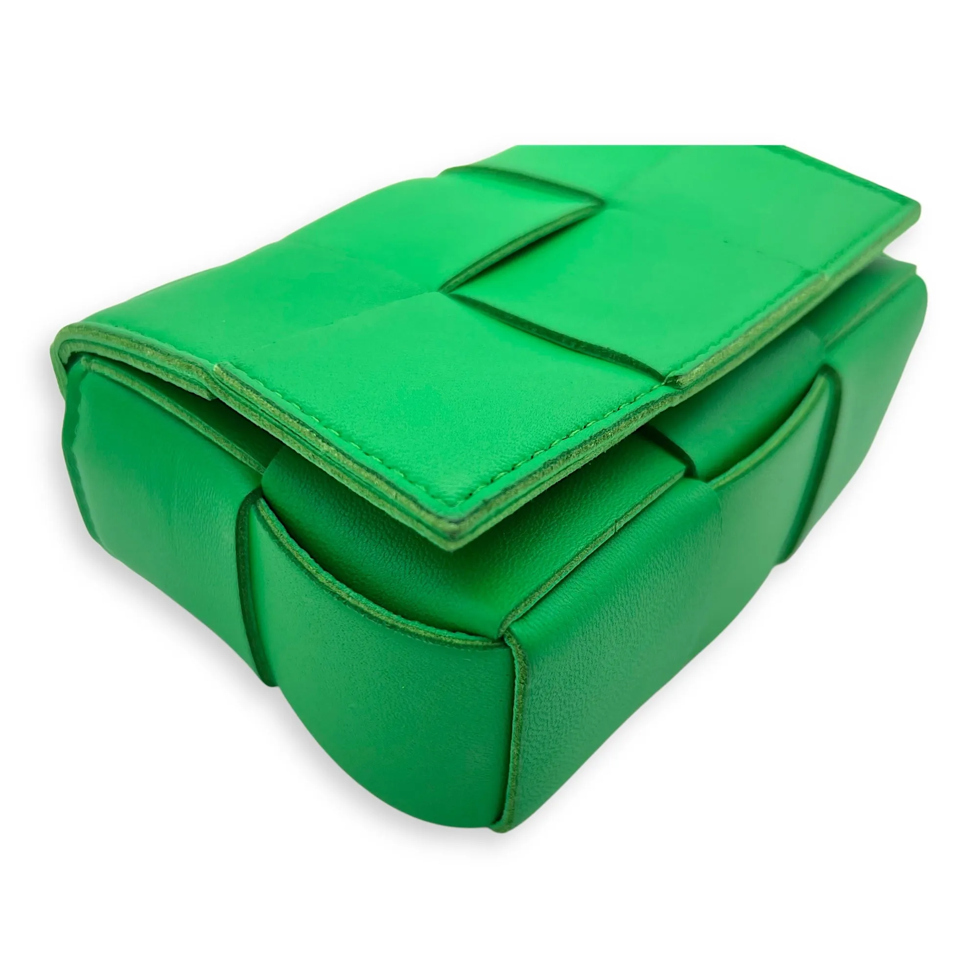 Cassette Green Crossbody Bag in Lambskin, Gold hardware