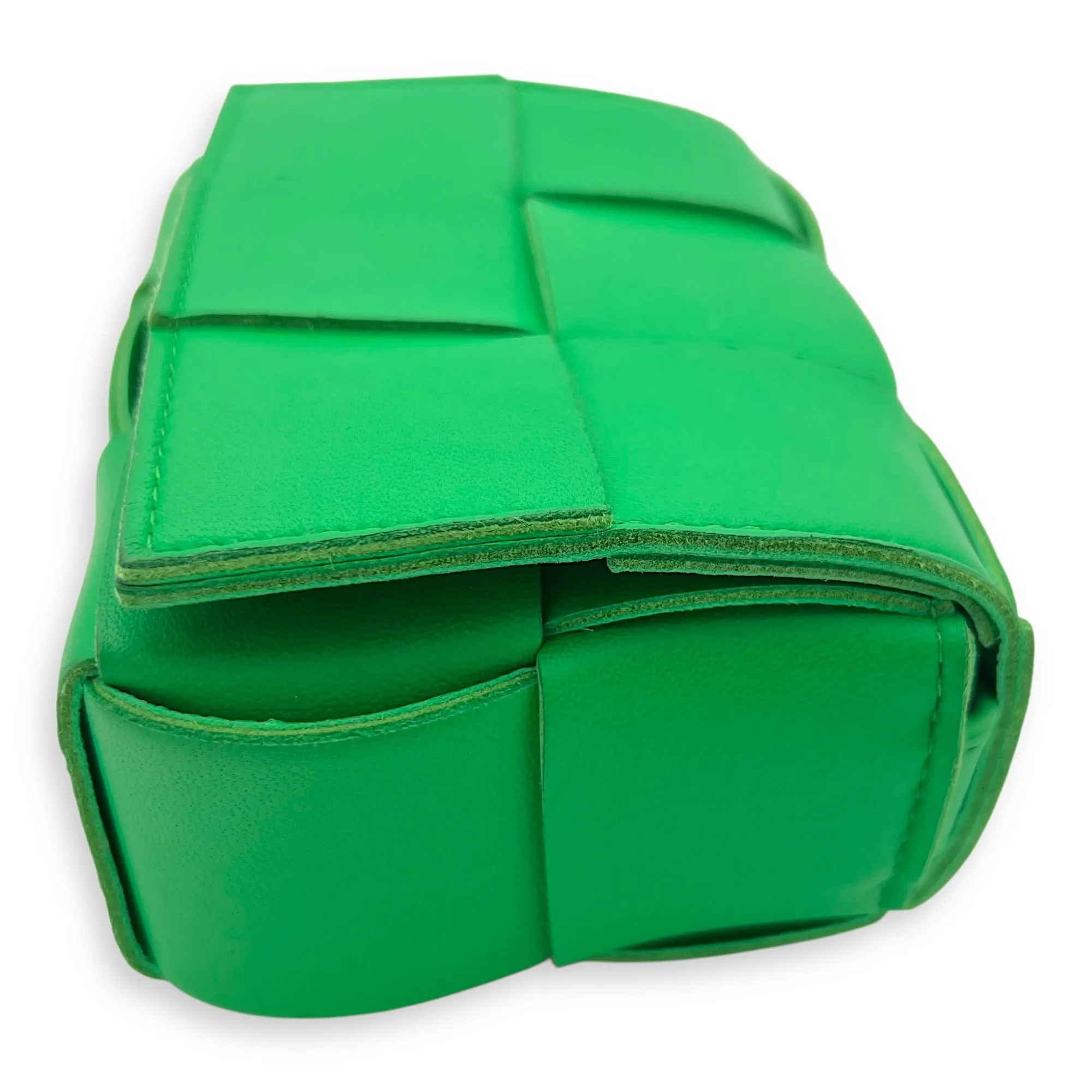 Cassette Green Crossbody Bag in Lambskin, Gold hardware
