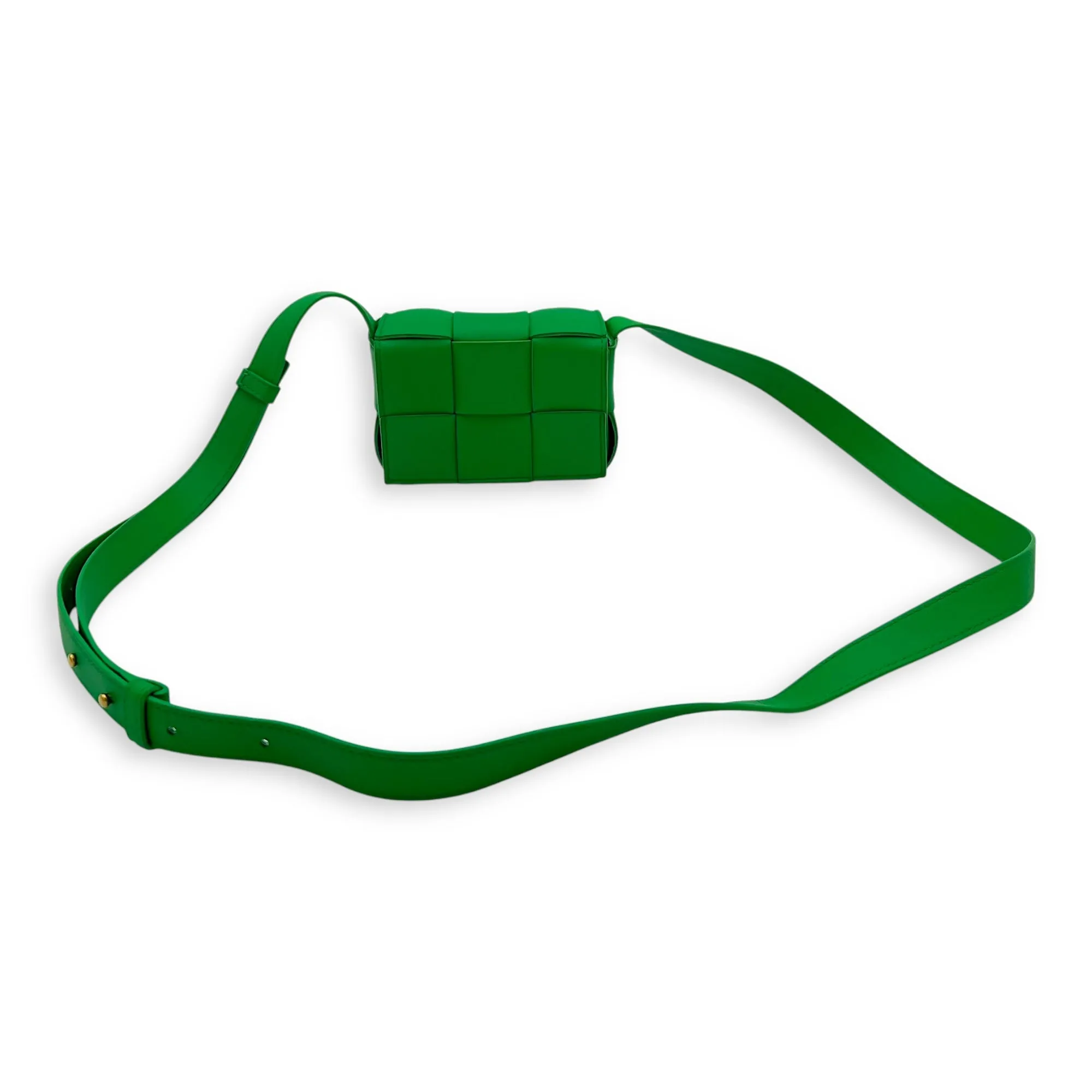 Cassette Green Crossbody Bag in Lambskin, Gold hardware