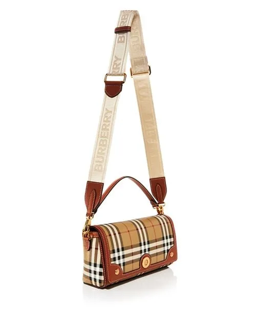 Check &; Burberry Top Handle Leather Crossbody Bag, Tan/Beige