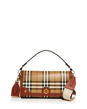Check &; Burberry Top Handle Leather Crossbody Bag, Tan/Beige
