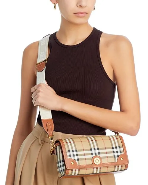Check &; Burberry Top Handle Leather Crossbody Bag, Tan/Beige