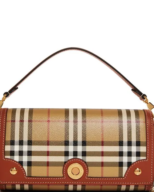 Check &; Burberry Top Handle Leather Crossbody Bag, Tan/Beige