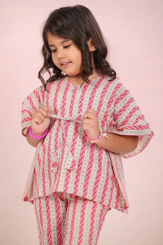 Crimson Stripes Kaftan Set