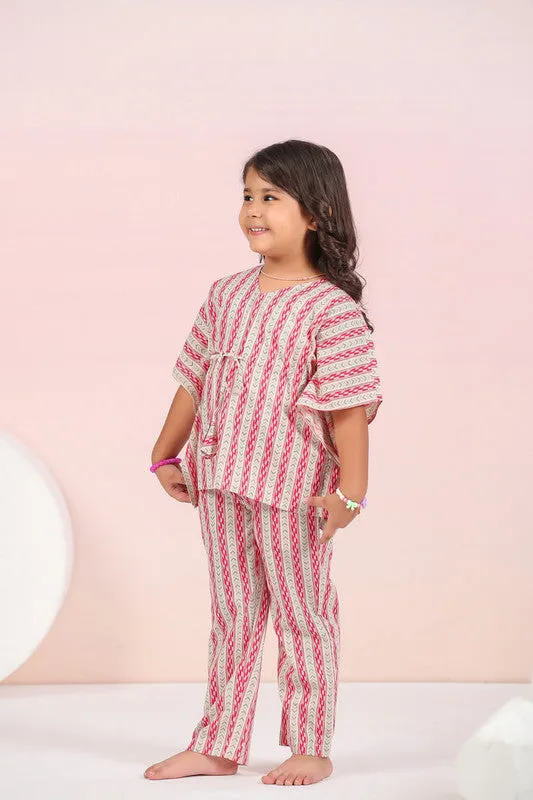 Crimson Stripes Kaftan Set