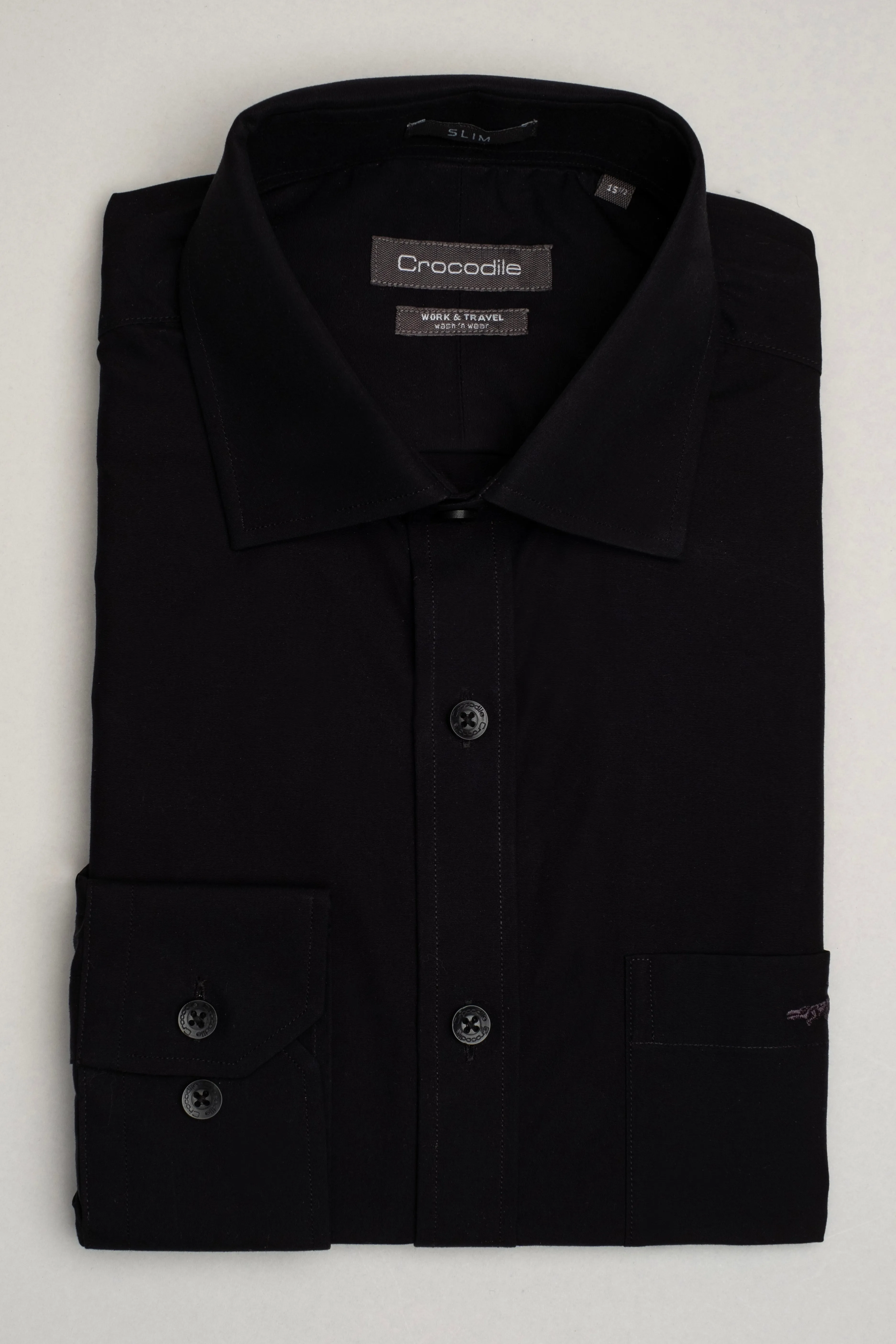 Crocodile Plain Slim Fit-Black Inck