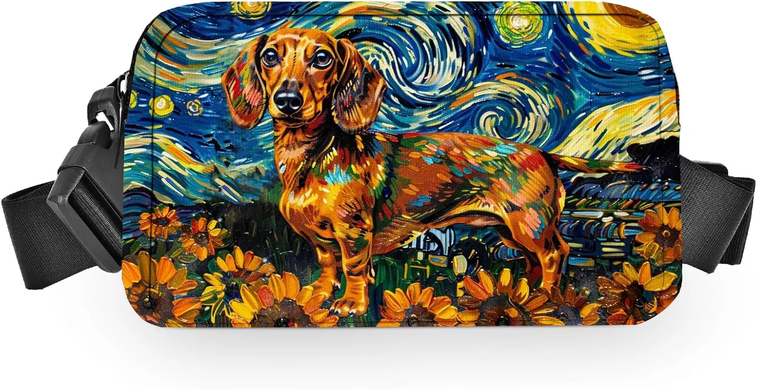 Dachshund Fanny Pack for Women Men Belt Bag Waterproof Waist Bags With Adjustable Straps Phone Purse Wallet Presents for Travel Sports Workout