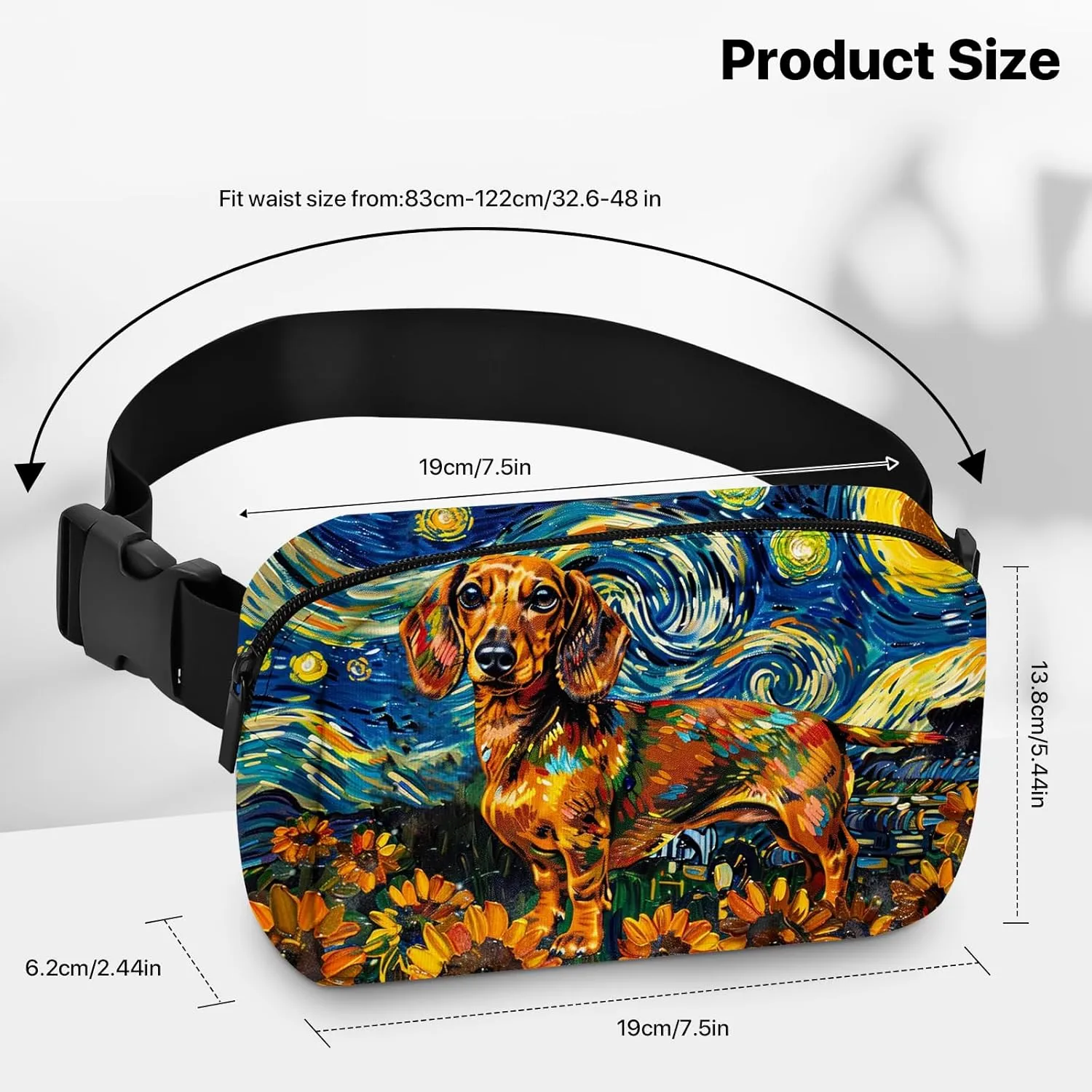 Dachshund Fanny Pack for Women Men Belt Bag Waterproof Waist Bags With Adjustable Straps Phone Purse Wallet Presents for Travel Sports Workout