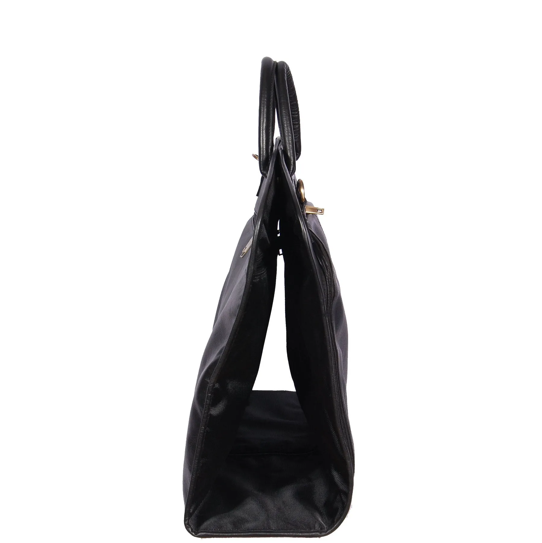 DR319 Genuine Soft Leather Suit Carrier Dress Garment Bag Black
