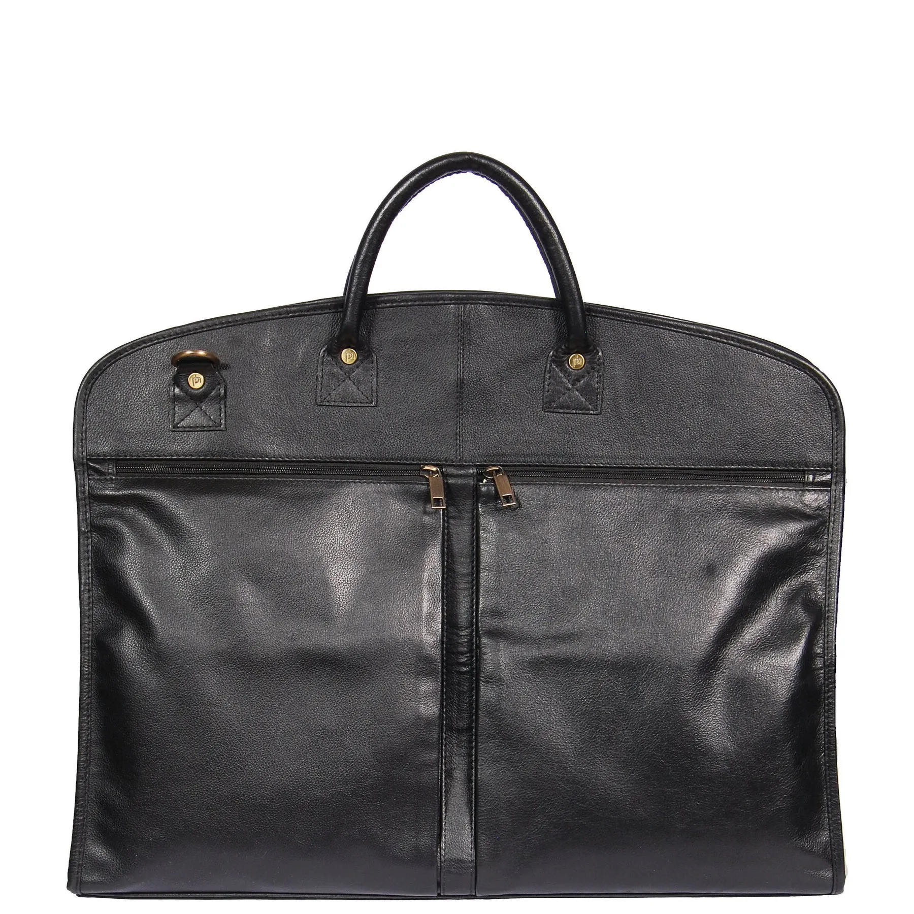 DR319 Genuine Soft Leather Suit Carrier Dress Garment Bag Black