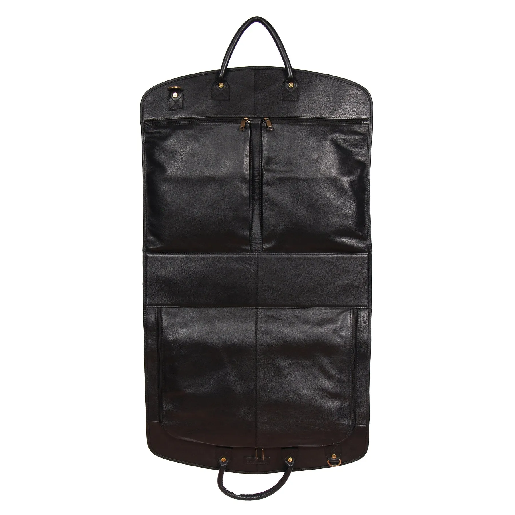 DR319 Genuine Soft Leather Suit Carrier Dress Garment Bag Black