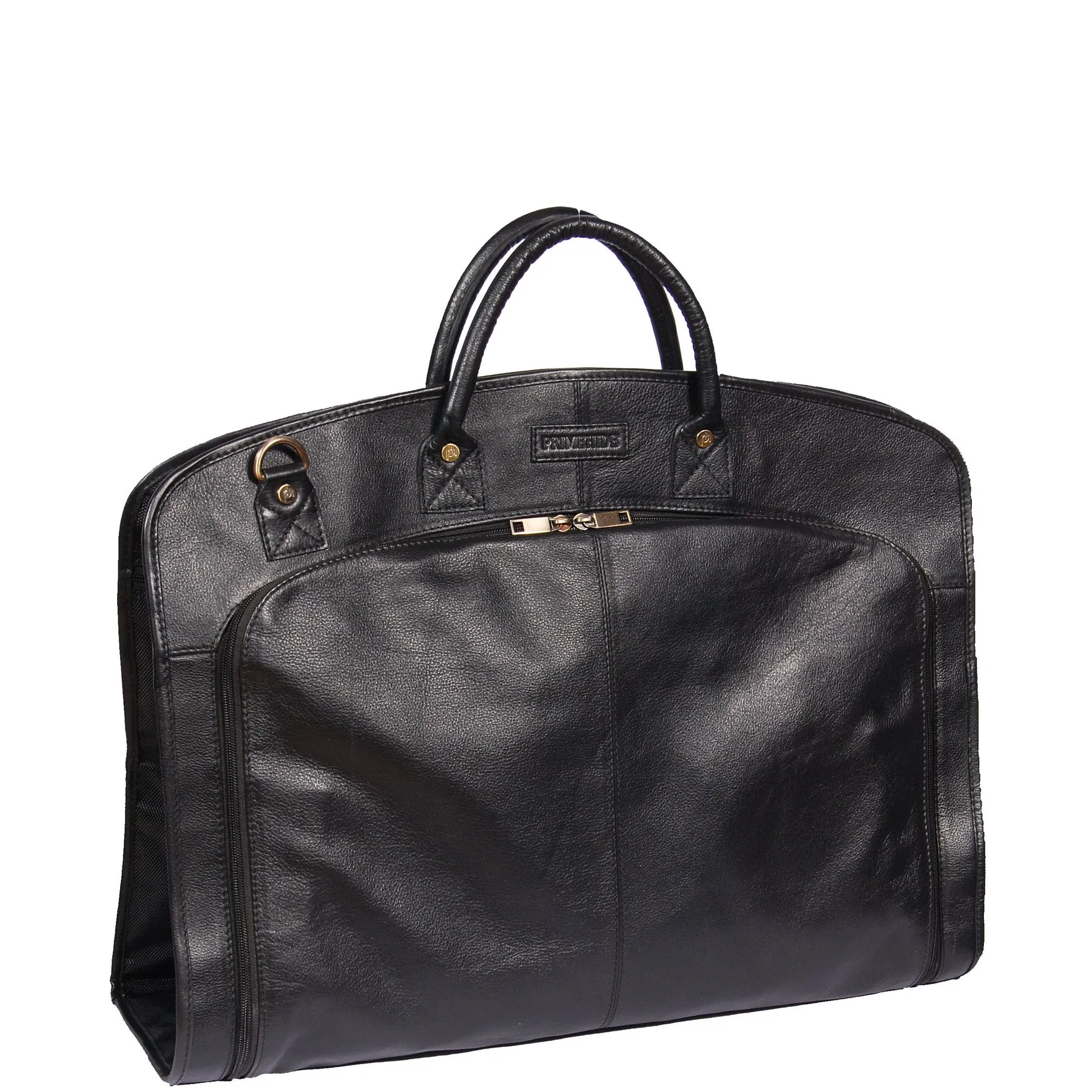 DR319 Genuine Soft Leather Suit Carrier Dress Garment Bag Black