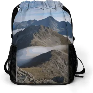 Drawstring Backpack for Women Summits And Ridges Travel Backpack for Men Drawstring Bag Zipper Pocket Sport Bag