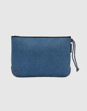 Everyday large flat pouch in fade denim