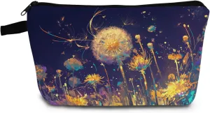 Fancy Dandelion Present Plant Dandelions Makeup Bag Cute Small Organizer Bag with Zipper Floral Dandelion Print Cosmetic Bag Birthday Presents for Dandelion Lovers Women Friends